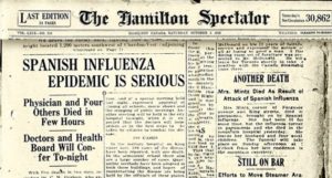 History of the Spanish Flu - Deaths in Hamilton Ontario Canada