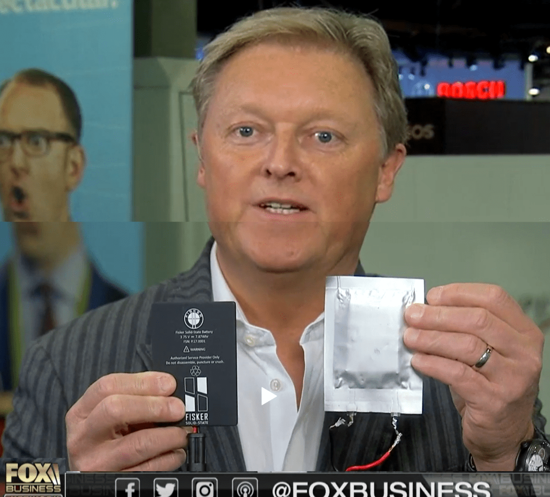 Herick Fisker Shows Solid State Battery in 2018 on Fox Business Network