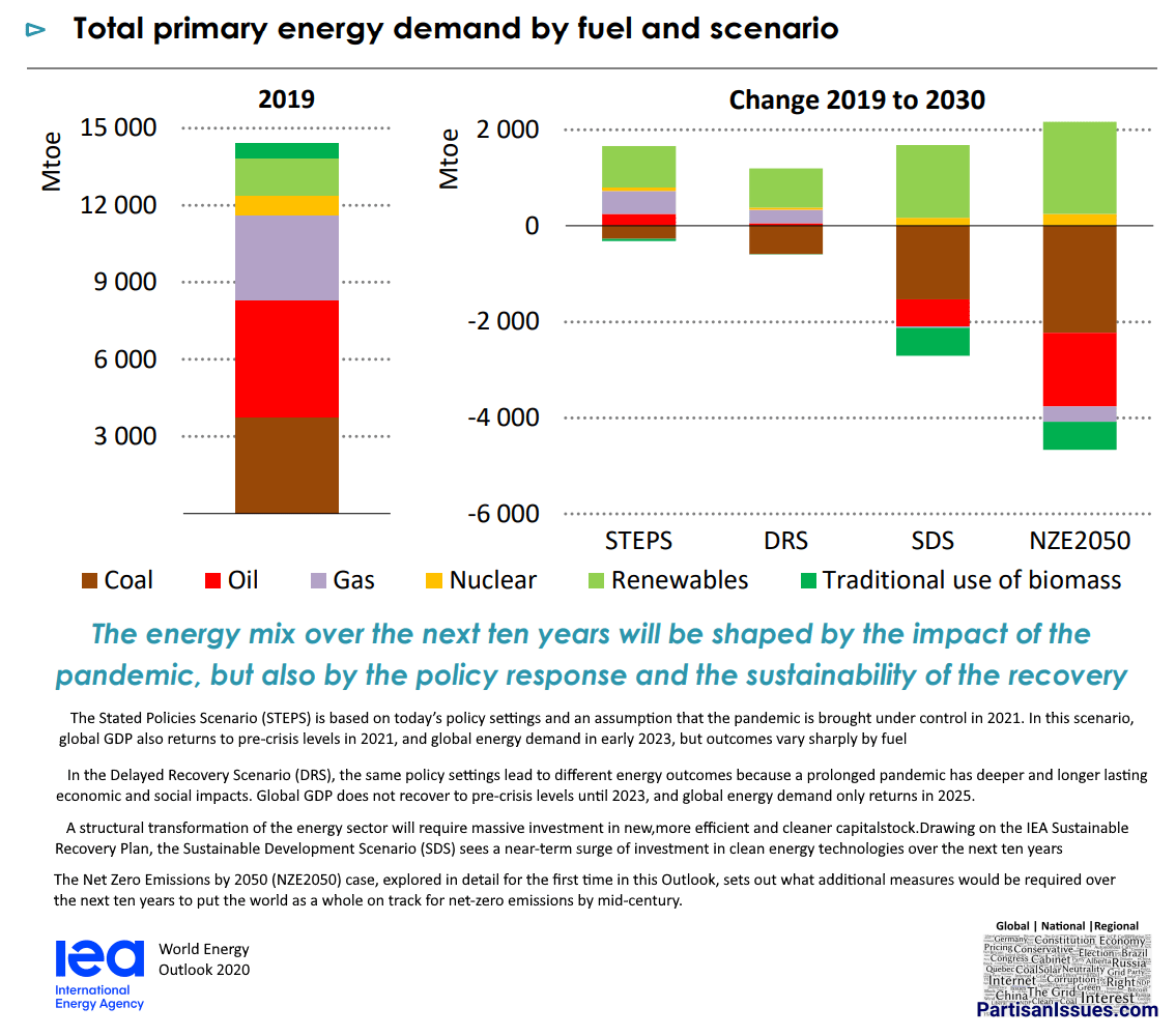 IEA Outlook 2020 Energy Demand by Fuel Type 2020 - 2030