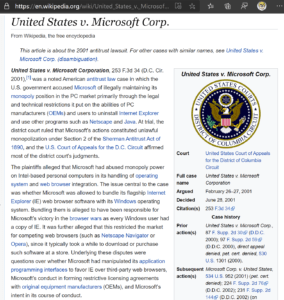 Wikipedia - Microsoft DOJ Antitrust